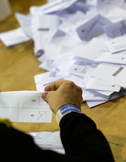 Подсчет голосов рефрендума о независимости Шотландии