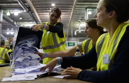 Подсчет голосов рефрендума о независимости Шотландии