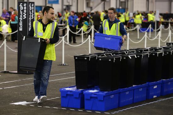 Подсчет голосов рефрендума о независимости Шотландии