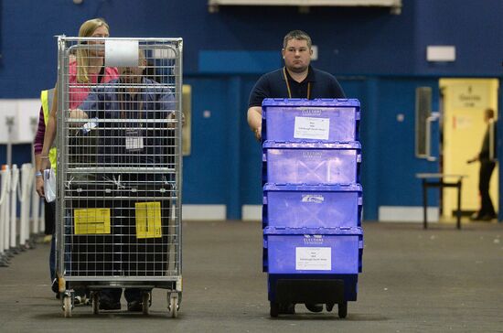 Подсчет голосов рефрендума о независимости Шотландии