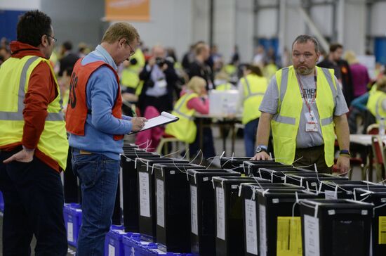 Подсчет голосов рефрендума о независимости Шотландии