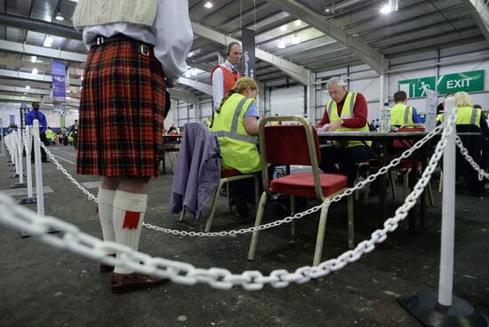 Подсчет голосов рефрендума о независимости Шотландии