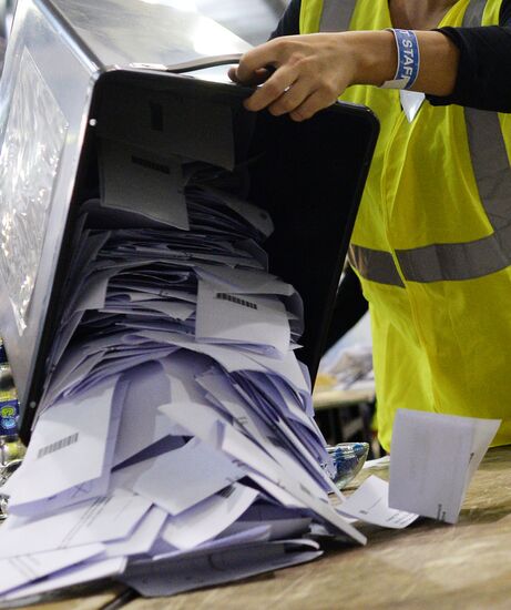 Подсчет голосов рефрендума о независимости Шотландии
