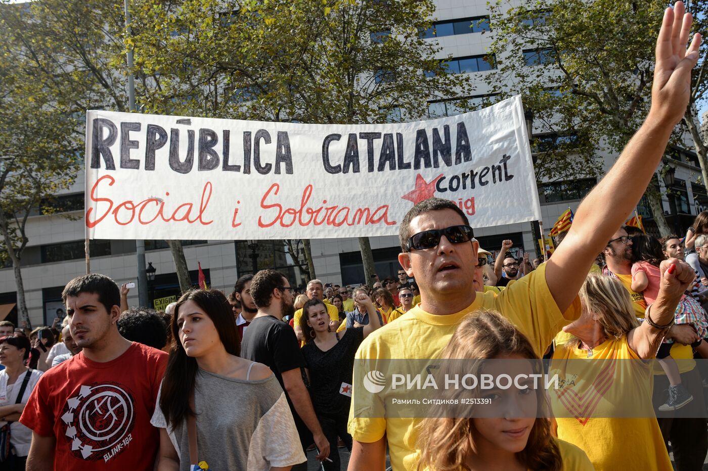 Акции в Барселоне в поддержку референдума о независимости Каталонии