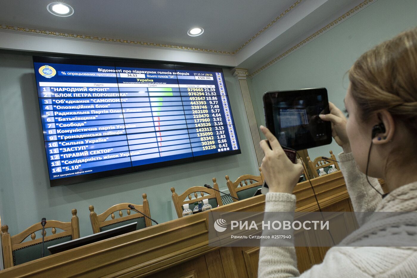 Объявление результатов досрочных выборов в Верховную раду Украины