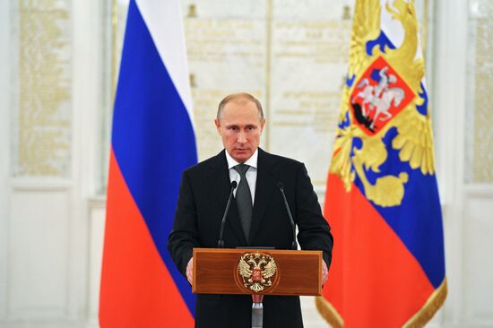 В.Путин провел прием для высших офицеров в Кремле