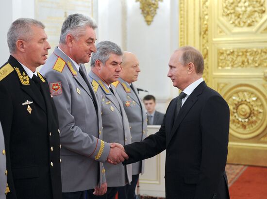 В.Путин провел прием для высших офицеров в Кремле