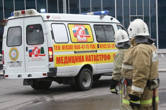 Учения по тушению пожаров в высотном комплексе "Грозный-Сити" в Грозном