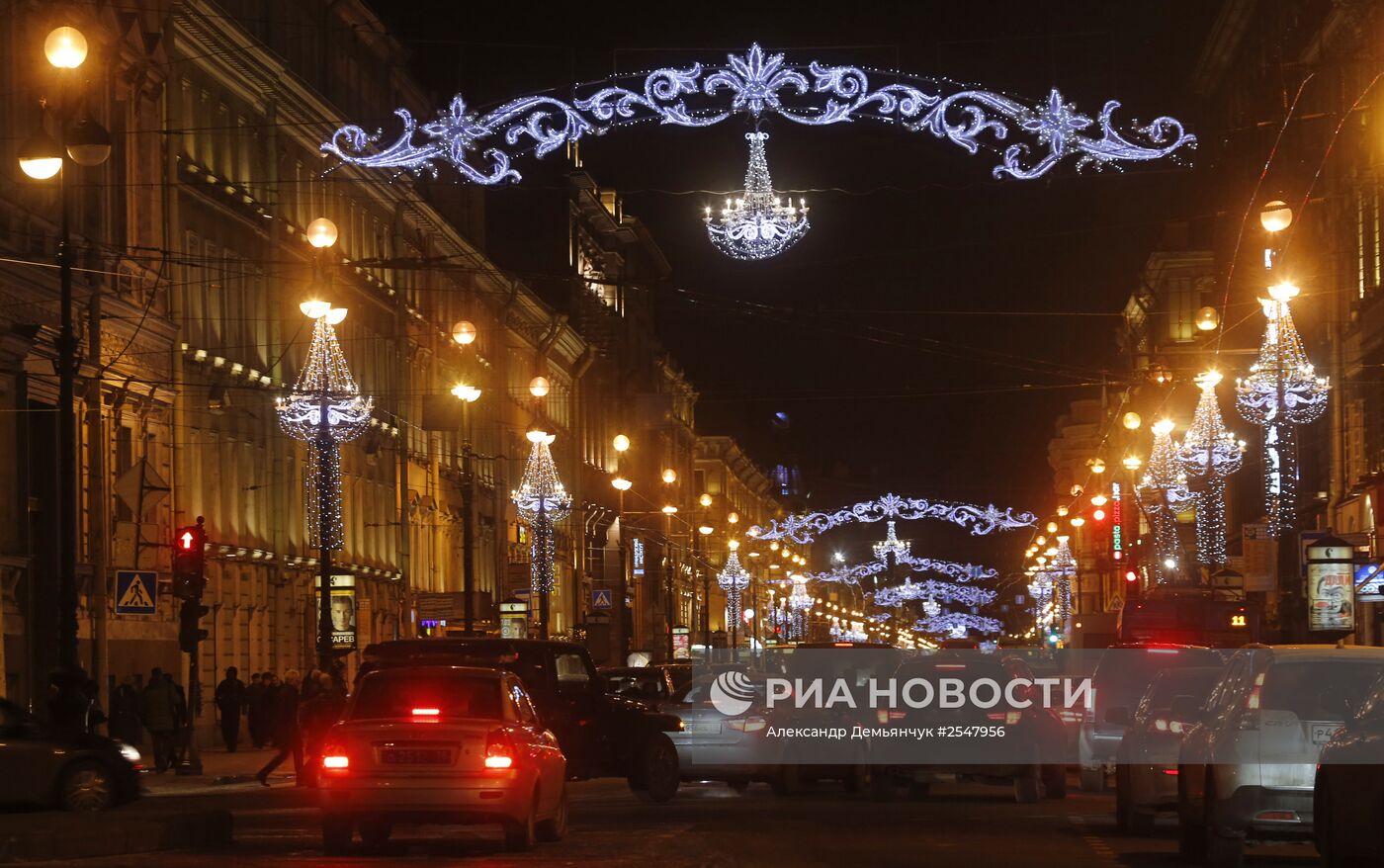 Предновогодний вечерний Санкт-Петербург