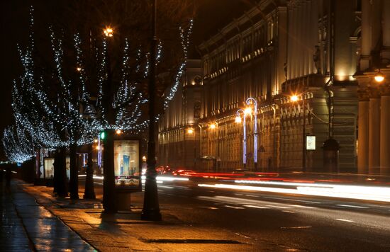 Предновогодний вечерний Санкт-Петербург