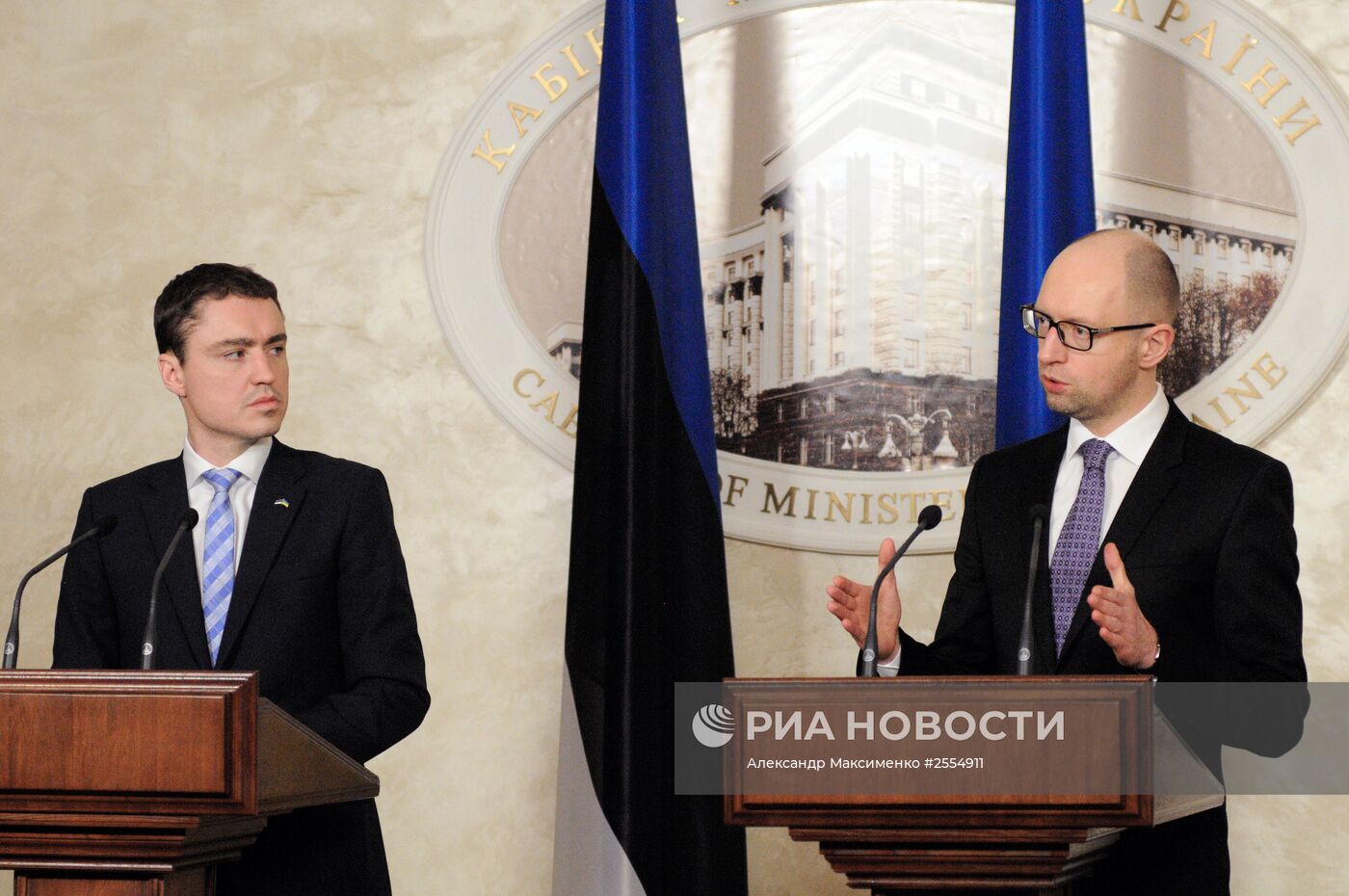 Премьер-министр Украины А. Яценюк провел рабочую встречу с премьер-министром Эстонии Т. Рыйвасом