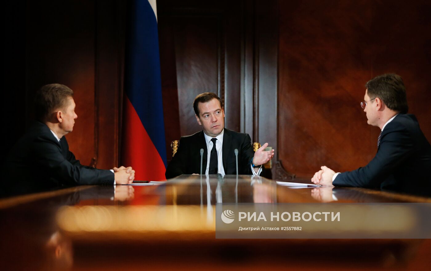 Премьер-министр РФ Д.Медведев провел встречу с главой "Газпрома" А.Миллером и министром энергетики А.Новаком