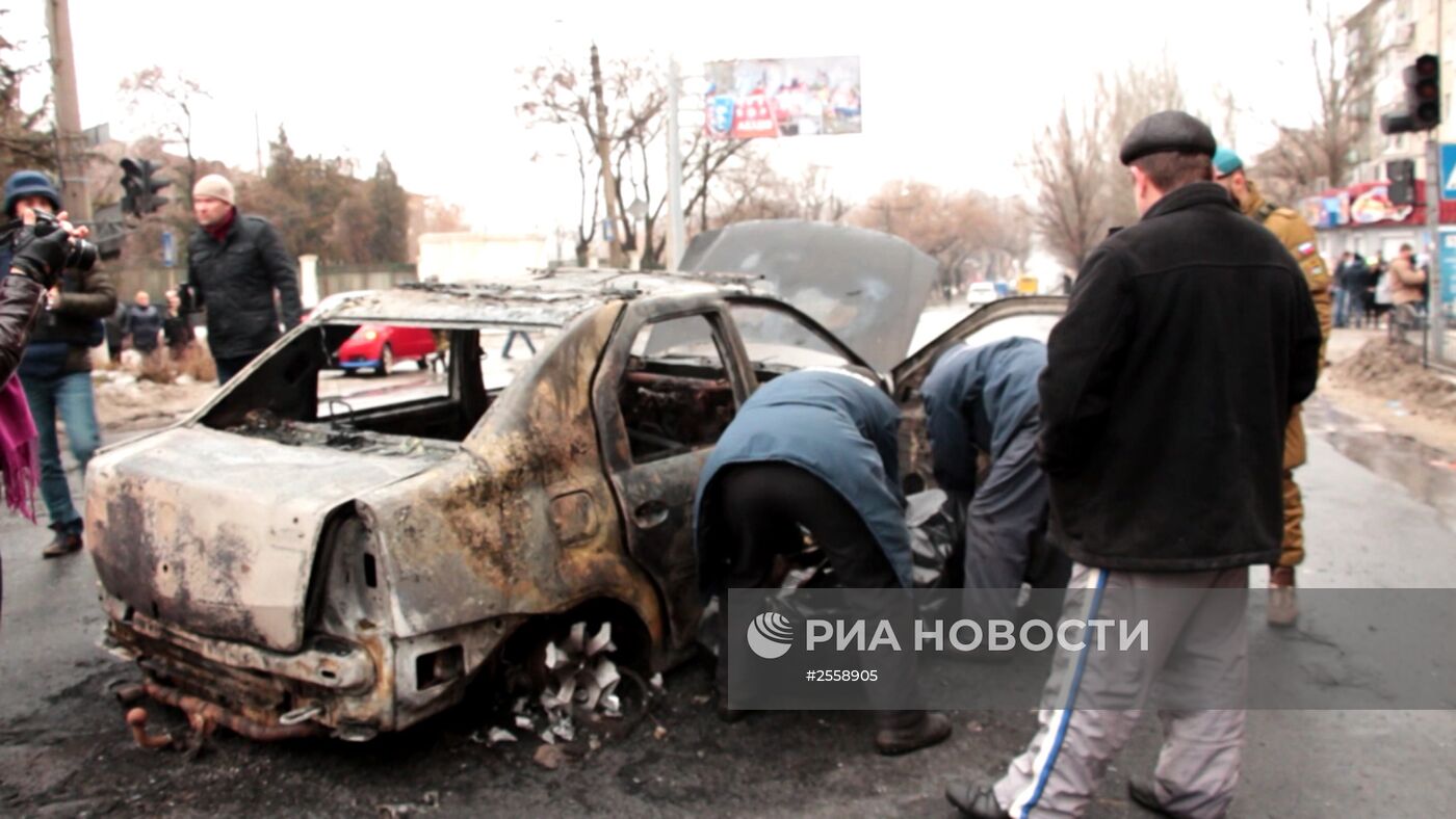 Обстрел остановки в Донецке