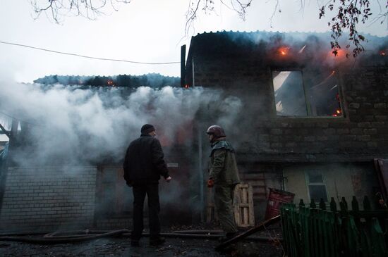 Последствия обстрела Донецка