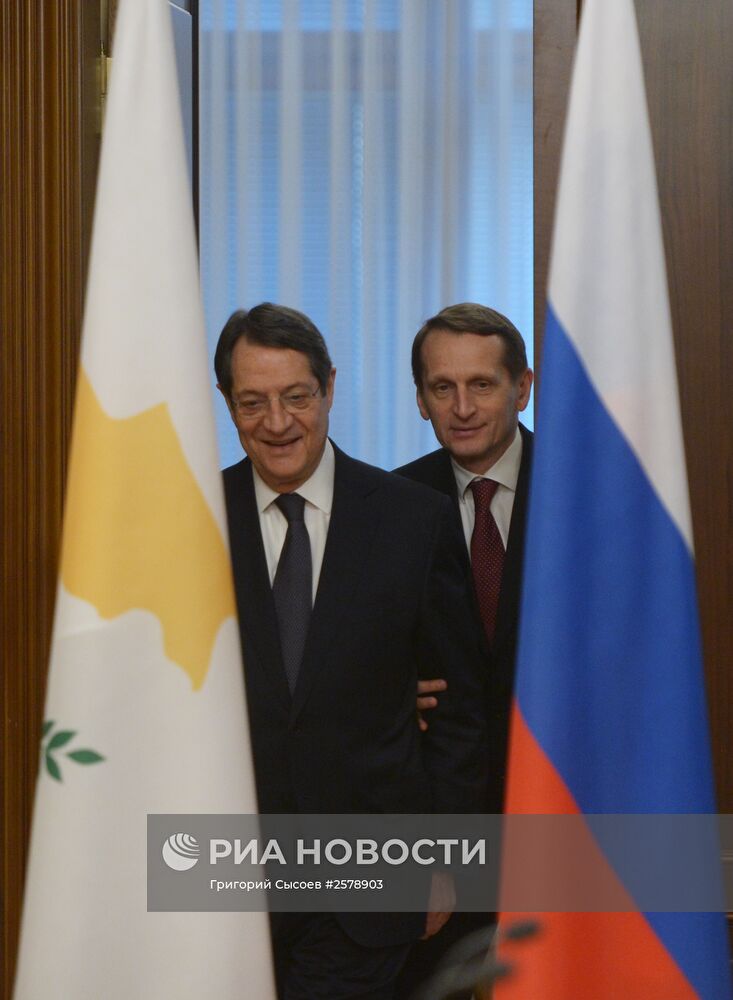 Встреча председателя Госдумы РФ С.Нарышкина с президентом Кипра Н.Анастасиадисом
