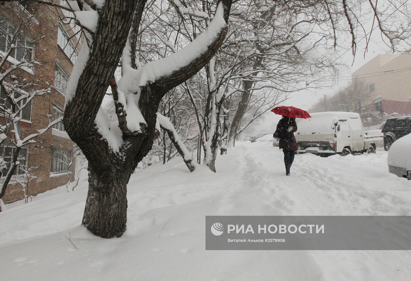 Снегопад во Владивостоке