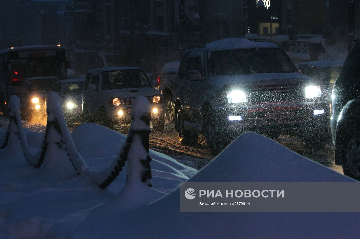 Снегопад во Владивостоке