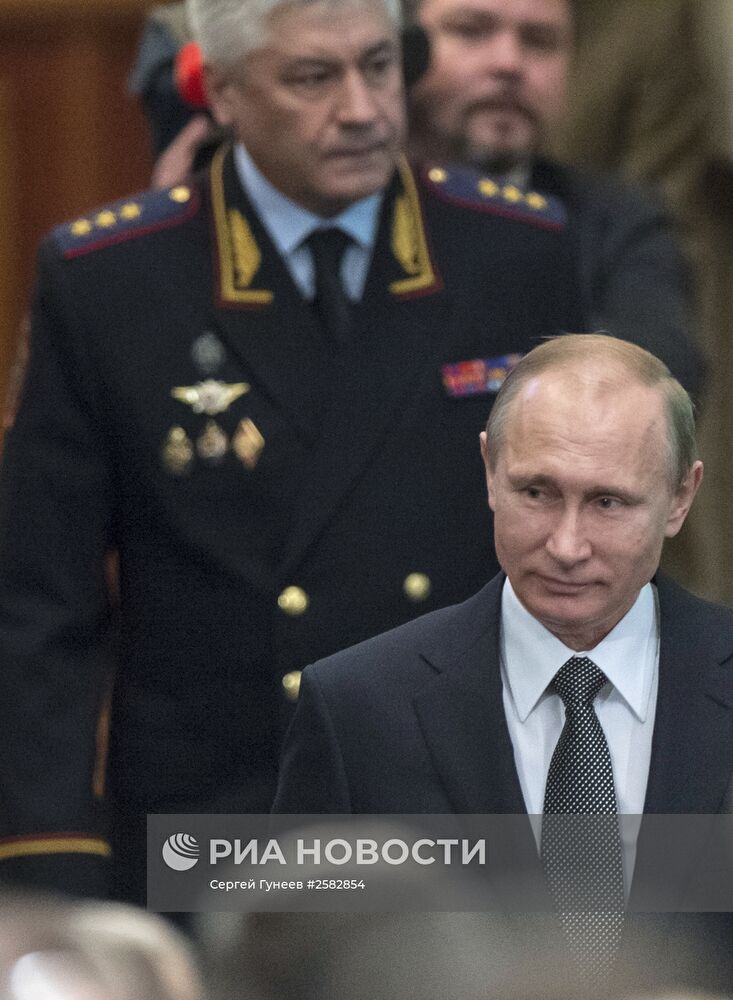 Президент РФ В.Путин принял участие в работе коллегии МВД