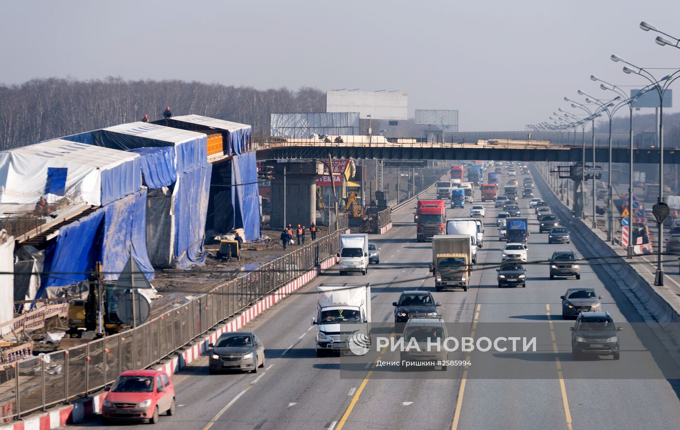 С.Собянин осмотрел реконструируемую транспортную развязку на пересечении МКАД и Каширского шоссе