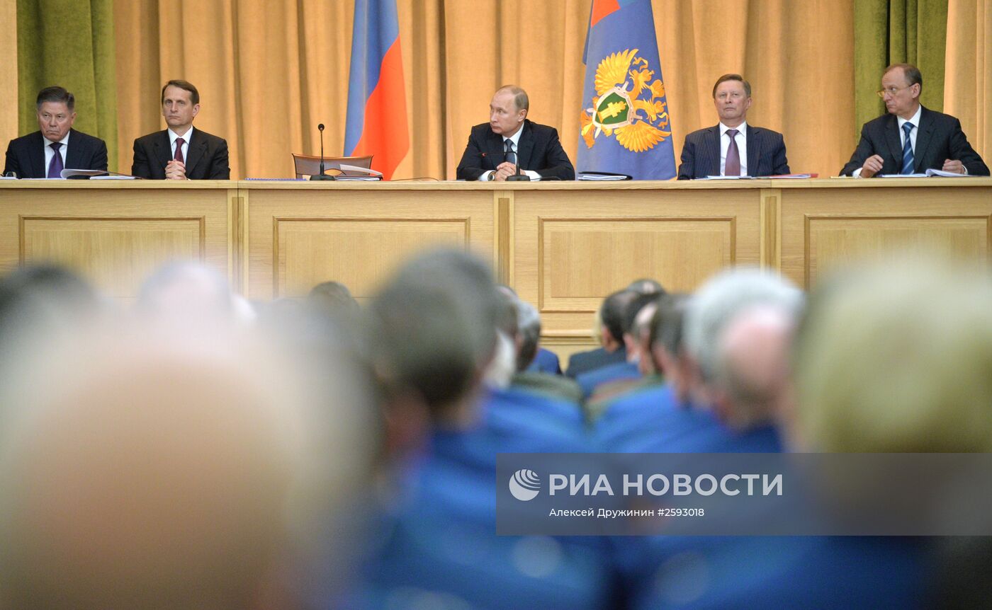 Президент РФ В.Путин на расширенном заседании коллегии Генпрокуратуры РФ