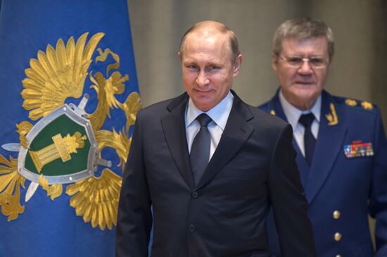 Президент РФ В.Путин на расширенном заседании коллегии Генпрокуратуры РФ