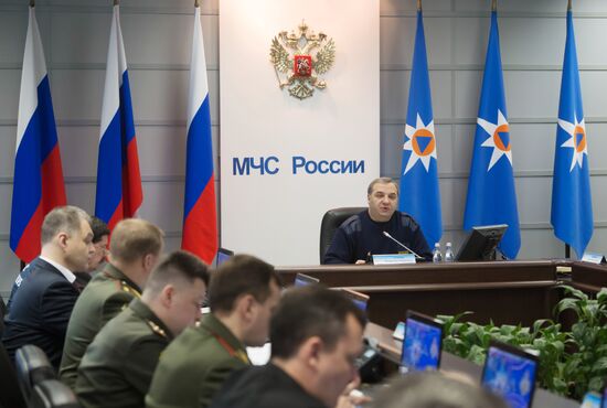 Селекторное совещание в Национальном центре управления в кризисных ситуациях МЧС России