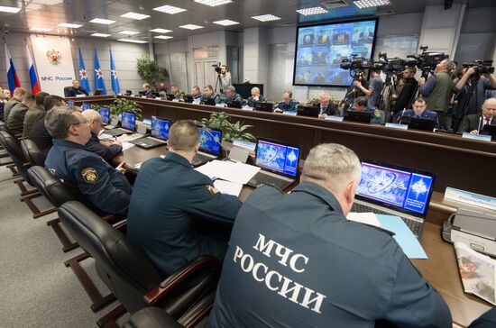 Селекторное совещание в Национальном центре управления в кризисных ситуациях МЧС России