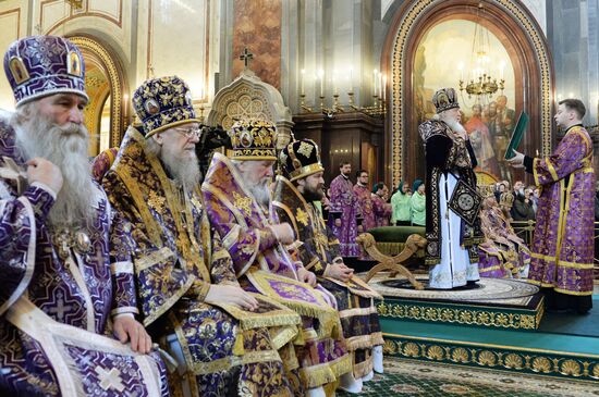 Патриаршее служение в Великий Четверг в храме Христа Спасителя