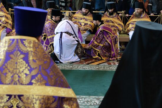 Патриаршее служение в Великий Четверг в храме Христа Спасителя