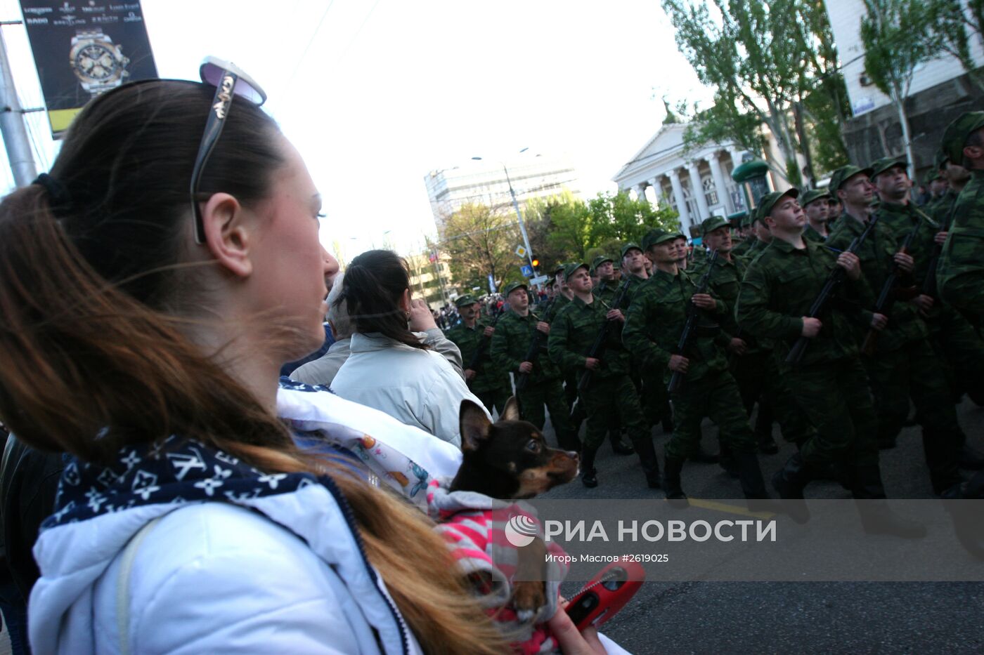 Репетиция парада Победы в Донецке