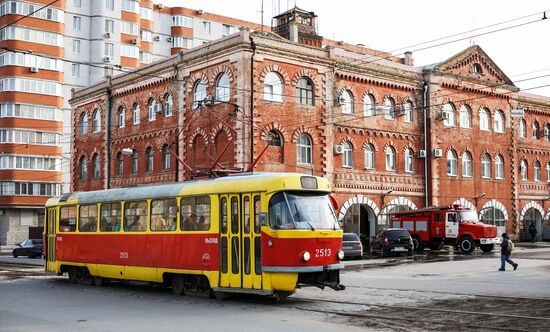 Работа трамваев в Волгограде