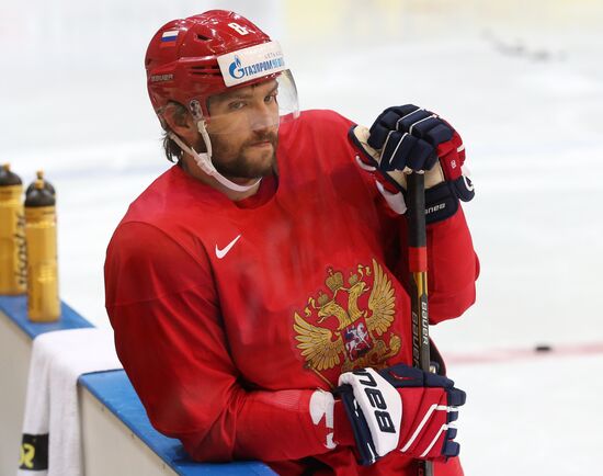 Тренировка сборной России по хоккею в Чехии