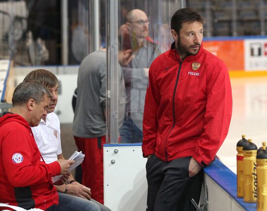 Тренировка сборной России по хоккею в Чехии