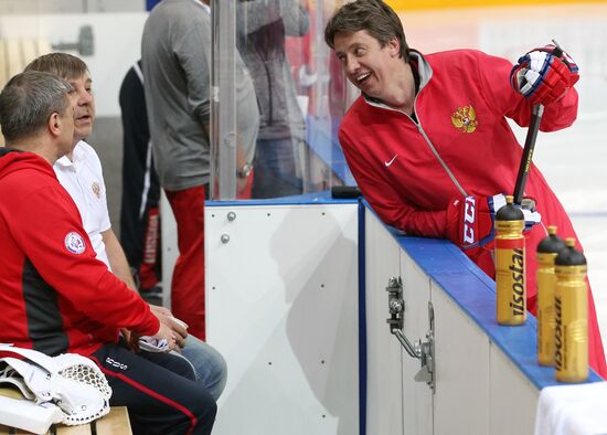 Тренировка сборной России по хоккею в Чехии