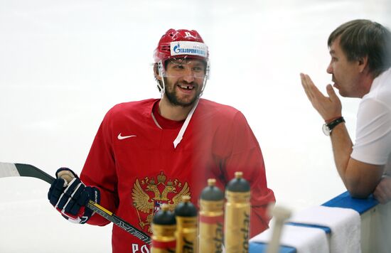 Тренировка сборной России по хоккею в Чехии