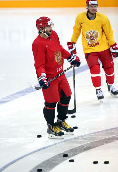 Тренировка сборной России по хоккею в Чехии