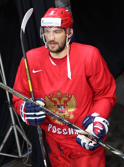 Тренировка сборной России по хоккею в Чехии