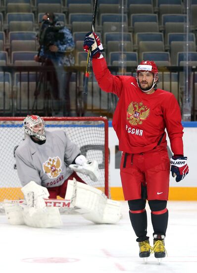 Тренировка сборной России по хоккею в Чехии