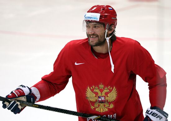Тренировка сборной России по хоккею в Чехии