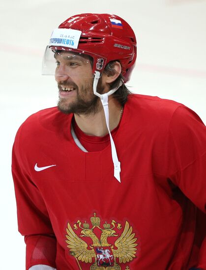 Тренировка сборной России по хоккею в Чехии