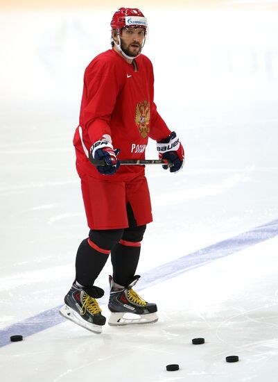 Тренировка сборной России по хоккею в Чехии