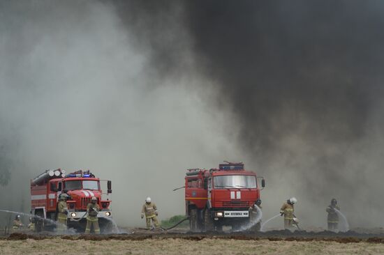 Губернатор Московской области А.Воробьев посетил учения по ликвидации лесных и торфяных пожаров