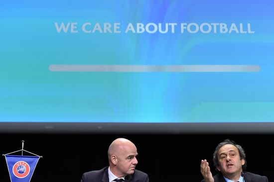 Пресс-конференция президента УЕФА Мишеля Платини