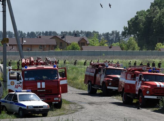 Пожар на нефтебазе под Киевом