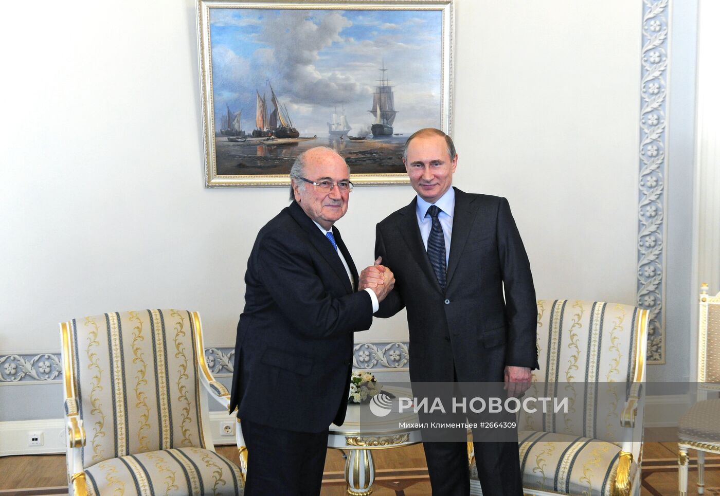 Президент РФ В.Путин встретился с президентом ФИФА Й.Блаттером