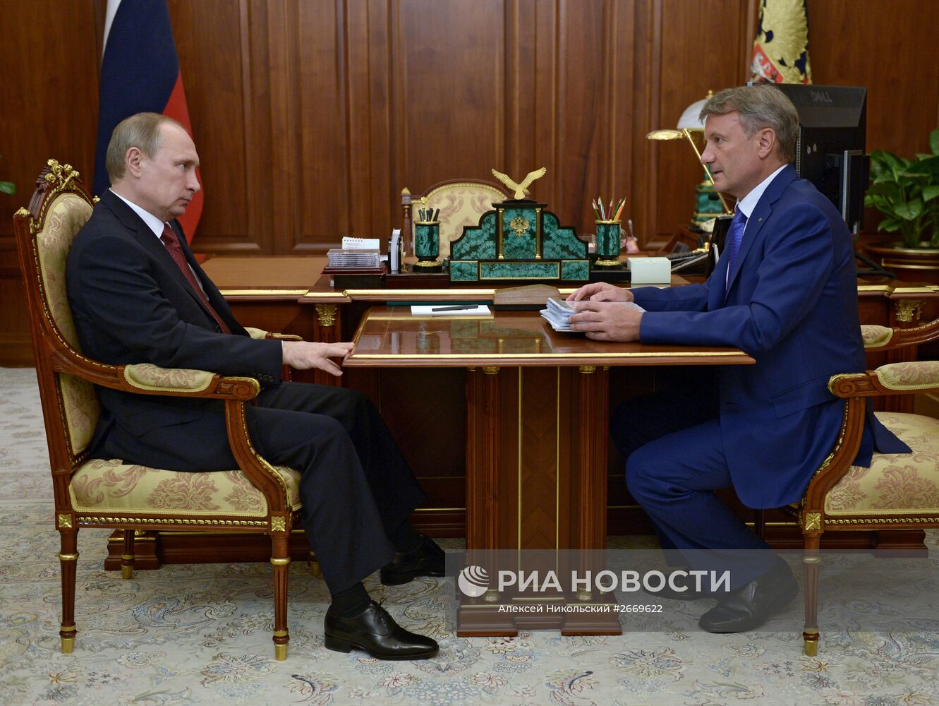 Рабочая встреча президента России В.Путина с председателем правления Сбербанка Г.Грефом
