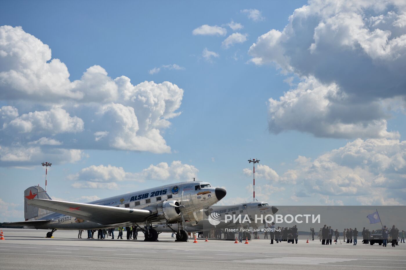 Прибытие участников российско-американского проекта "Аляска-Сибирь 2015" в аэропорт "Кольцово"