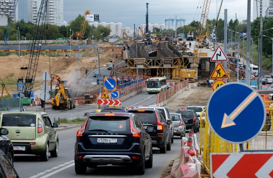 Строительство автомобильной развязки в Москве