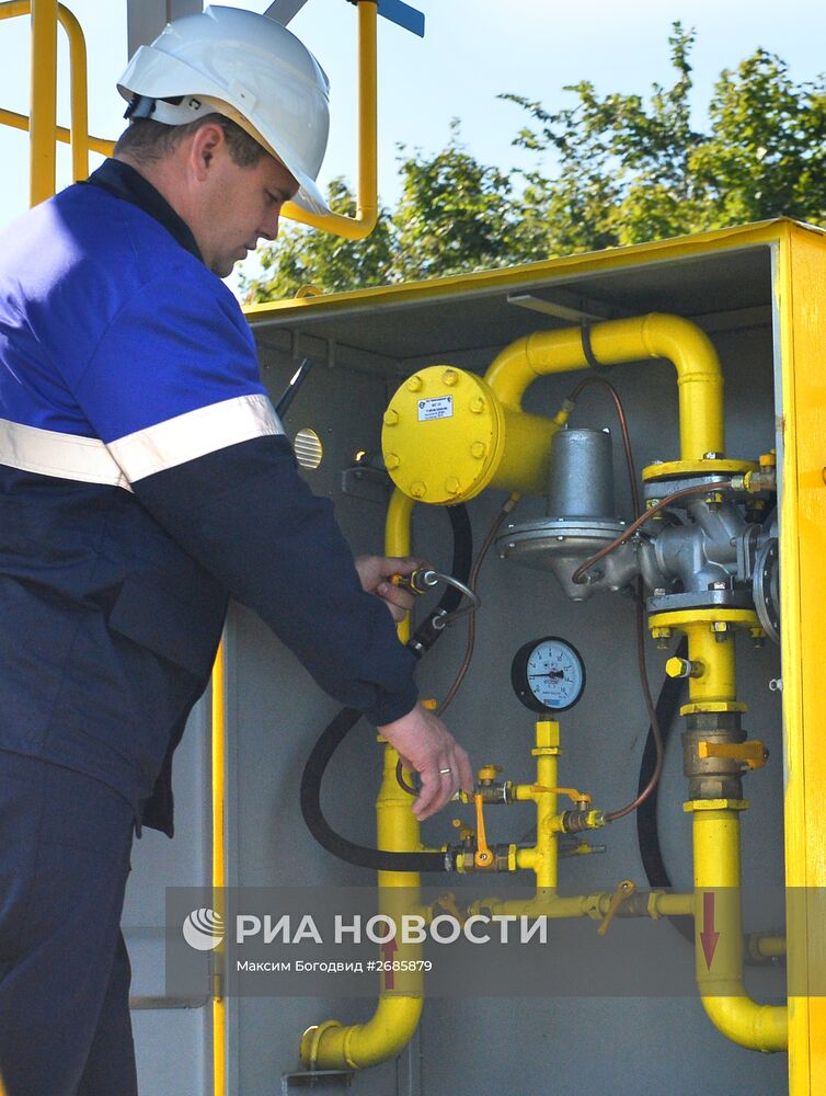 Церемония пуска газа по случаю завершения строительства газопровода-отвода в Казани