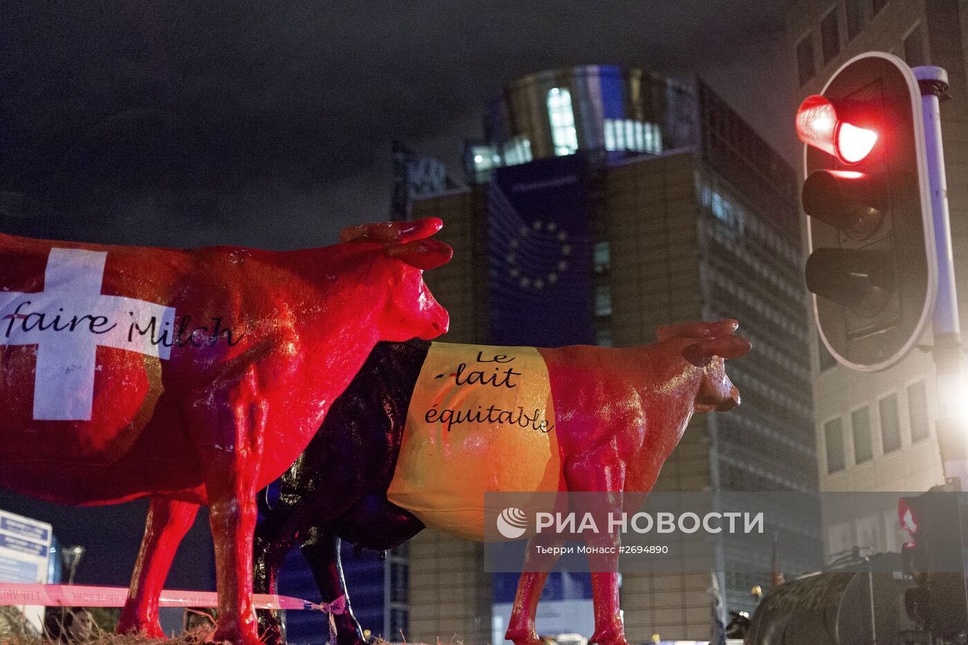 Акция протеста фермеров в Брюсселе